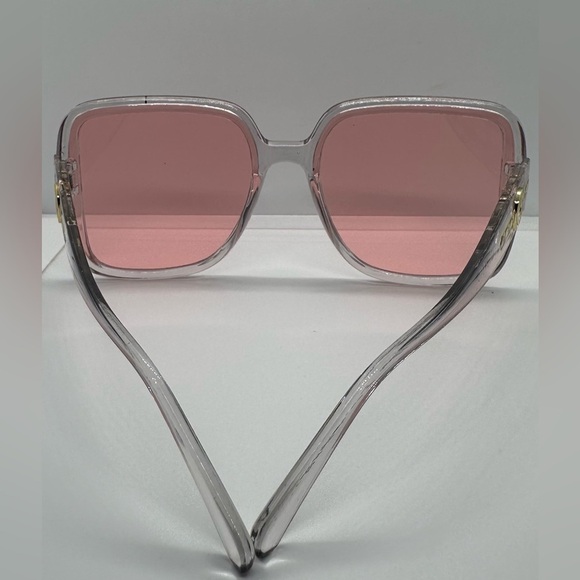 Oversized Square Sunglasses Gray Frame Pink Lens Gold DetailTrendy Fashion UV400 main image 10